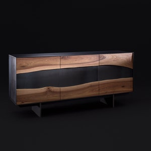 Walnut and steel sideboard / Sideboard in Solid Wood