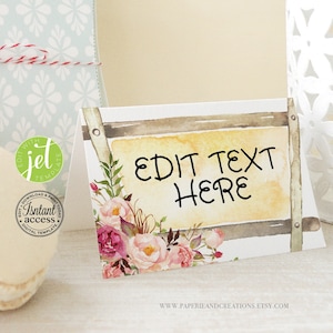 Editable Pink Floral Food Tent Cards, Pink Farm First Birthday for Girl, Food Folded Tent Cards, Baby Shower Food Tent Cards, Jettemplate