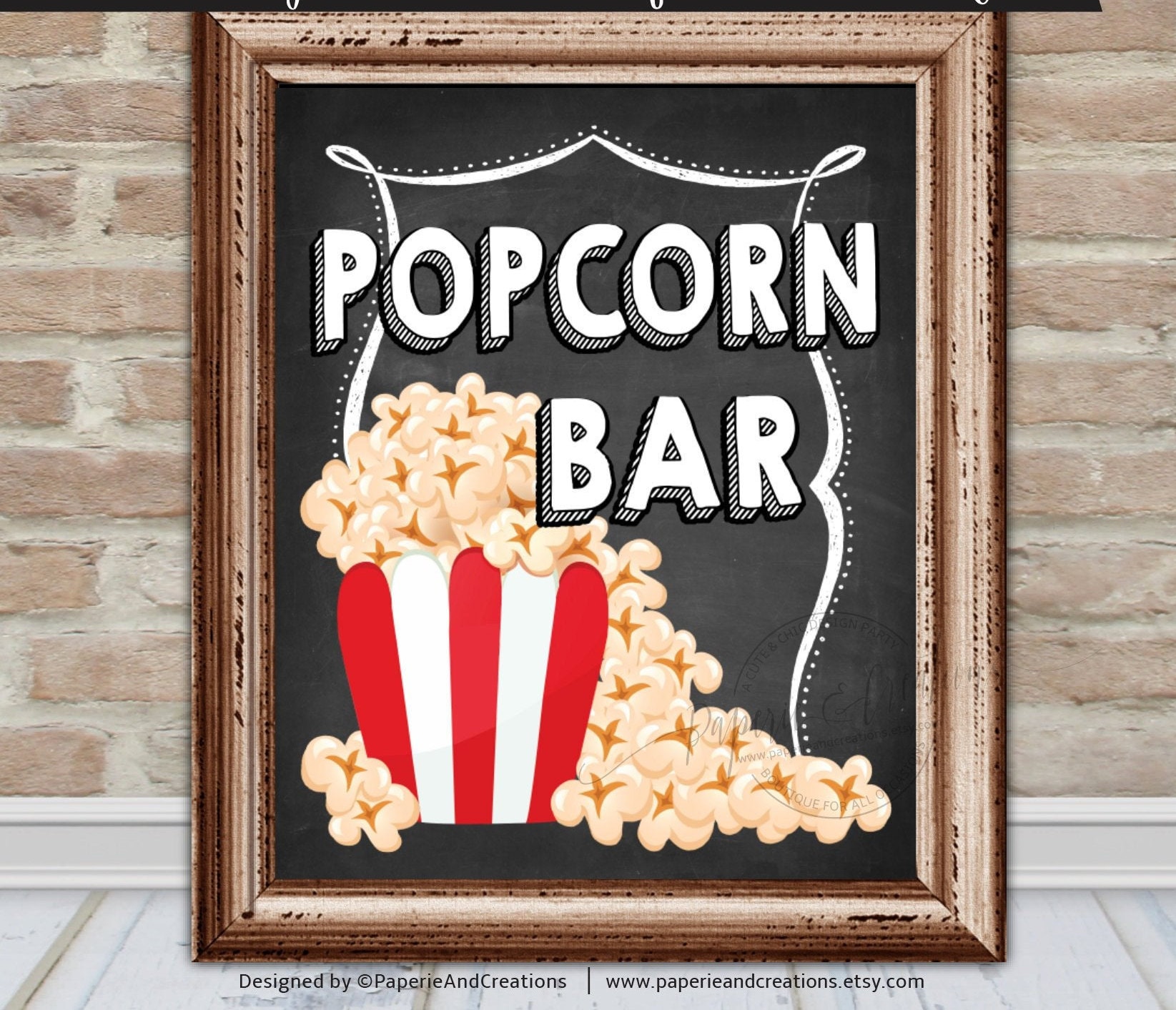 Popcorn Bar Sign Cinema Party Sign Snack Food Bar Birthday | Etsy