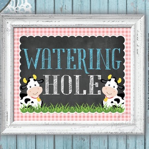 Watering Hole Sign - Farm Theme Birthday - Party Signs - Baby Shower Theme Party - Printable ...