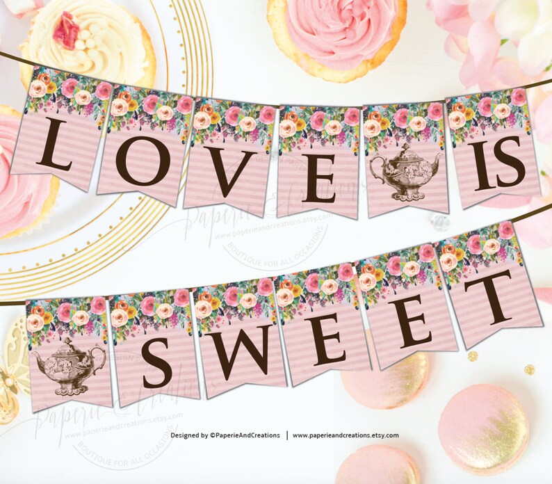 Love is Sweet Banner Bridal Shower Wedding Valentine's - Etsy
