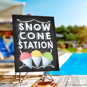 Snow Cone Sign, Snow Cone Birthday Party Sign, Snow Cone Station Party Sign, Snow Cones Theme Party Printable, Printable, Instant download