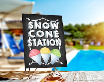 Snow Cone Party Sign: Birthday Theme Printable (Instant Download 5x7 & 8x10 JPGs)