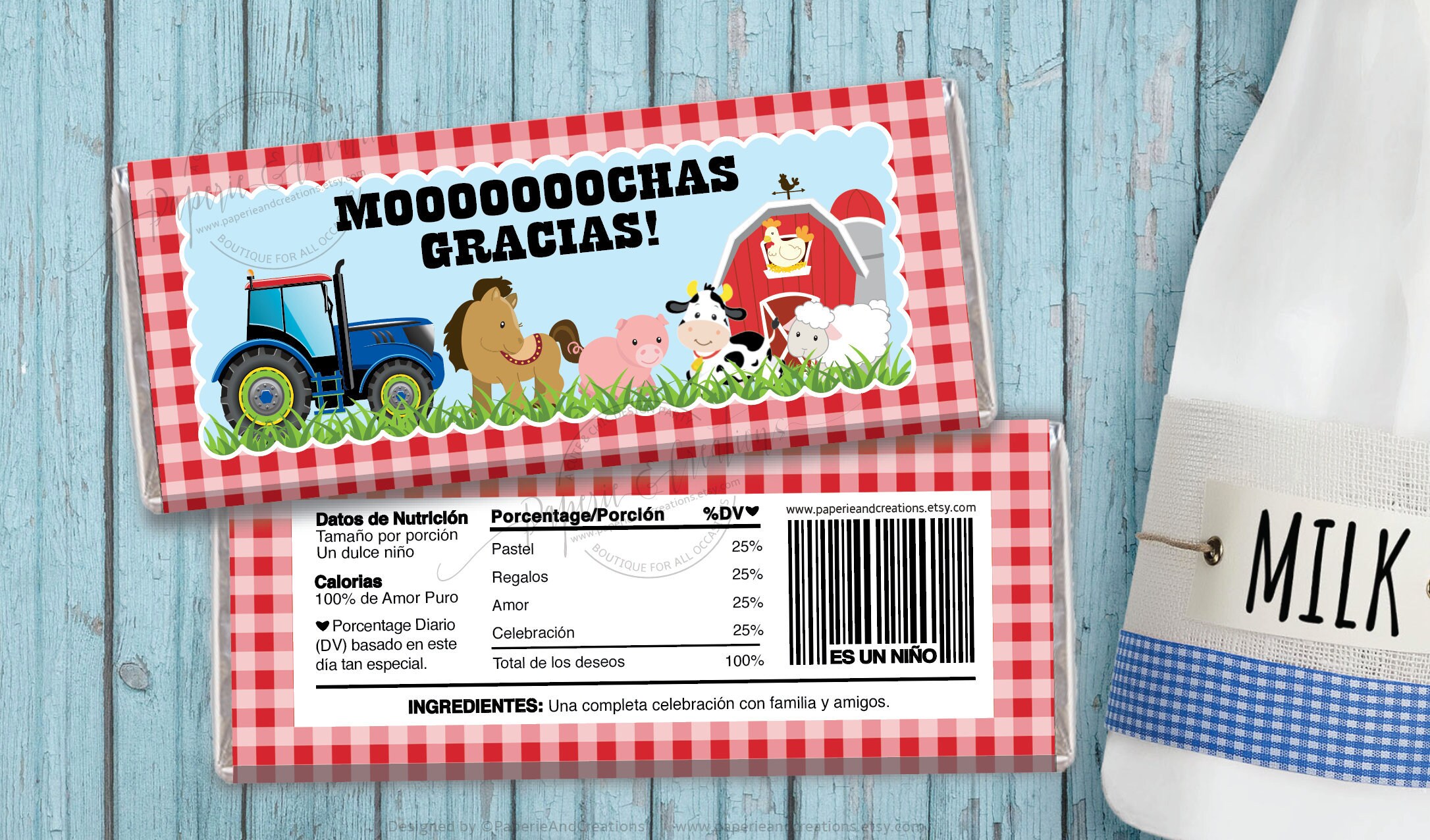 Farm Animals Barnyard Chocolate Wrappers Its a BOY SPANISH Etsy