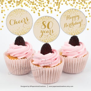 Black and Gold 70th Birthday Cupcake Toppers 70th Birthday Cupcake Toppers Instant Download 1951 Cupcake Topper Cheers to 70 Years