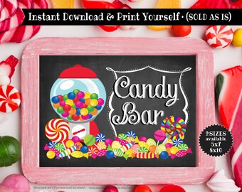 Candy Bar Sign: Gumball Machine Party Decor (Digital Download)