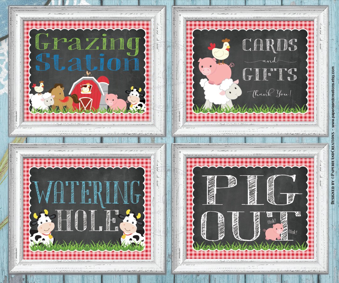 Watering Hole Sign Pig Out Grazing Station Cards and - Etsy