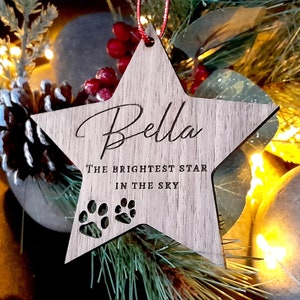 Christmas dog memorial bauble, dog memory ornament, pet memorial tree decoration, pet memorial tree ornament, pet remembrance ornament