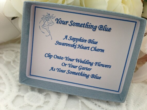 New Made to Order Wedding Something Blue Swarovski Crystal Heart Bouquet Charm