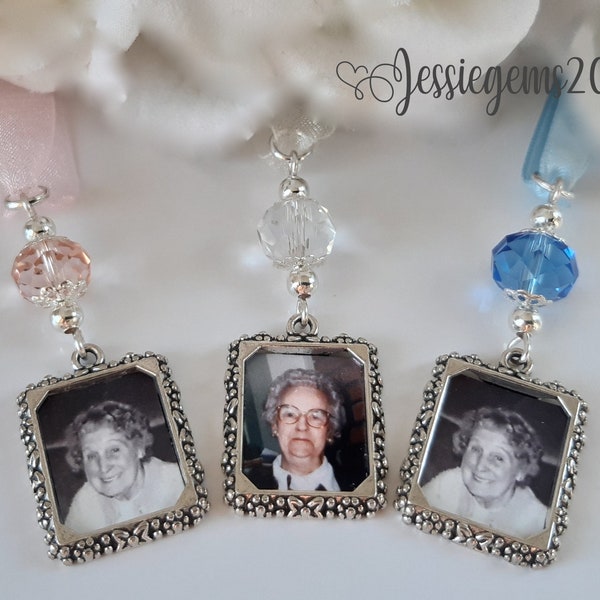 Wedding memorial bouquet charm photo memory charm bridal bouquet photo charm