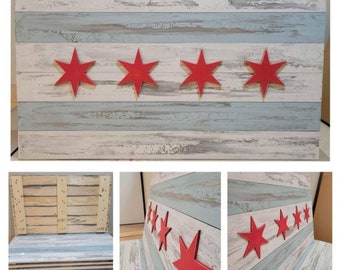 Chicago Wood Flag 36 x 21