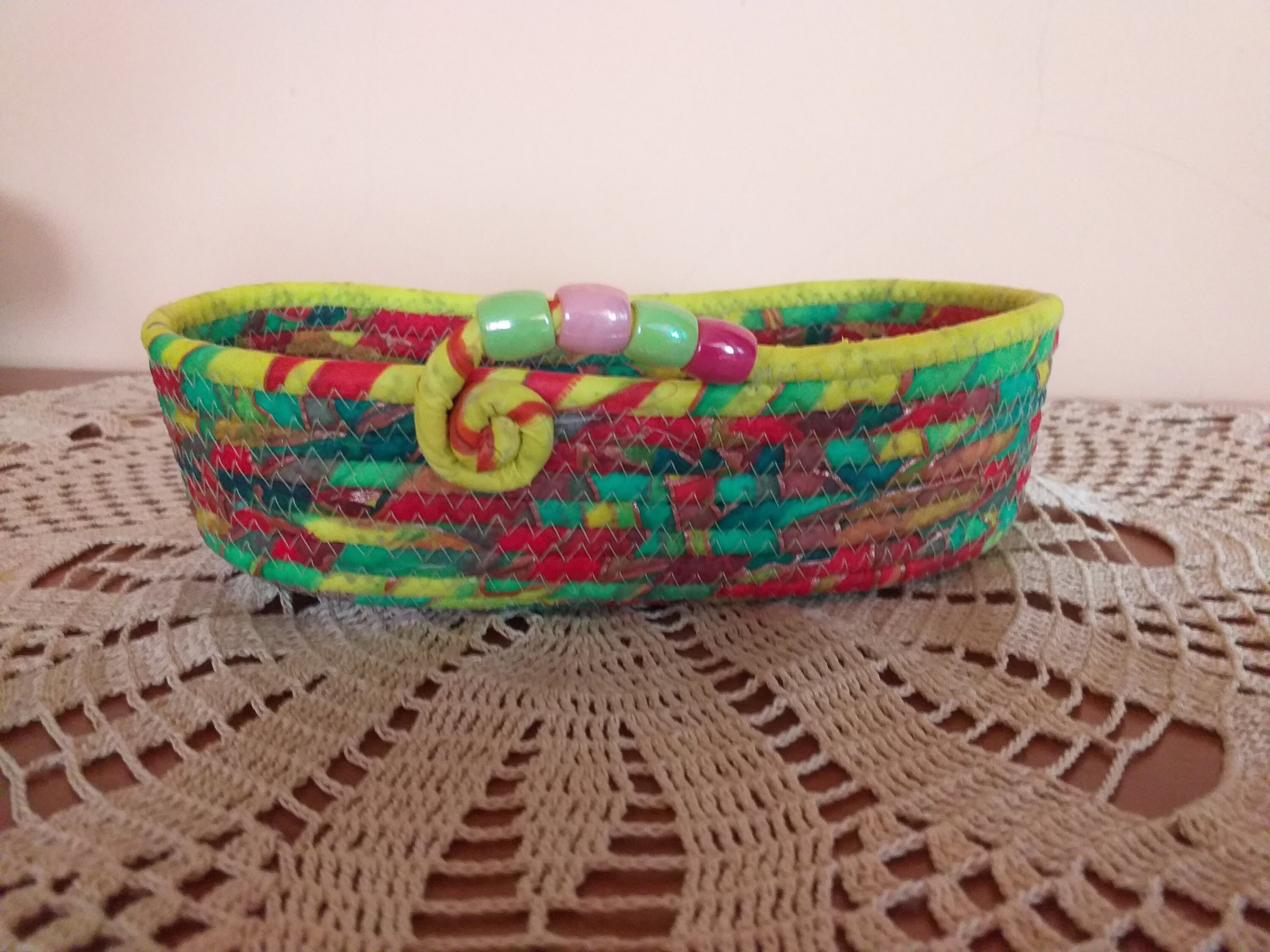 Coiled Rope Bowl , Fabric Basket, Rope , Easter Bowl , Fruit , Gift