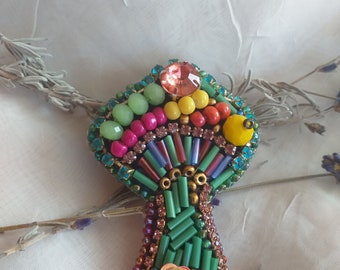 Magic mushroom brooch  / beaded brooch  /Multicolored brooch /Forest mushroom /jewelry for ladies /gift for mom