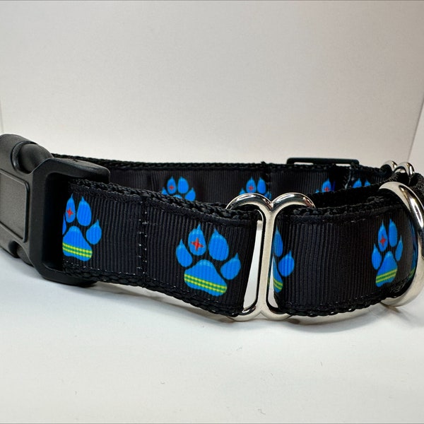 Aruba Flag Dog MARTINGALE Collar - Cunucu - Dog Paw Design - Size MEDIUM MARTINGALE