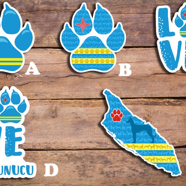 Aruba Cunucu 3 Inch - Dog Sticker Set, Choose Your Quantity and Designs