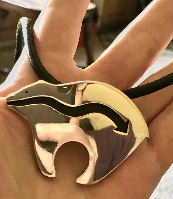 Solid Large Silver Zuni Bear Heart Arrow Sterling… - image 2