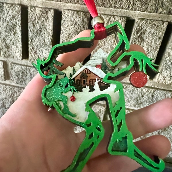 3D Grinch Ornament Layered Stealing Christmas Dr. Seuss Sneaky Grinch