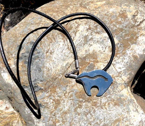 Solid Large Silver Zuni Bear Heart Arrow Sterling… - image 3