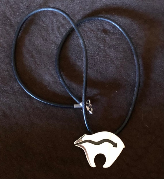 Solid Large Silver Zuni Bear Heart Arrow Sterling… - image 1