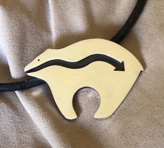 Solid Large Silver Zuni Bear Heart Arrow Sterling… - image 4