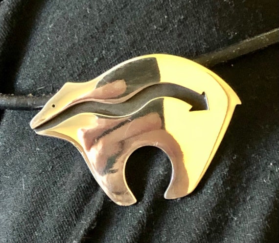 Solid Large Silver Zuni Bear Heart Arrow Sterling… - image 5