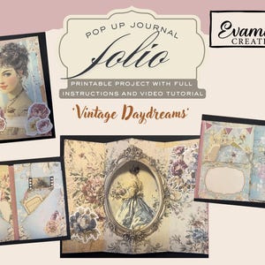 Digital Pop Up Journal Folio Journal Kit, Includes written Instructions & video tutorial. Junk Journal, Pockets, Folio, Vintage, Floral