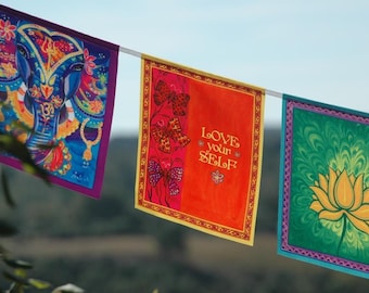 LOVE Your SELF prayer flag Inspirational Quote Inspiration gift Motivational Poster Positive quotes art Teen gift for daughter Spiritual Art