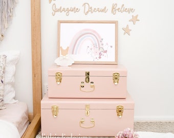 Pink Storage Case, Pink Storage Trunk, Personalised Keepsake Box, Toy Storage, Baptism Box, Christening Trunk.