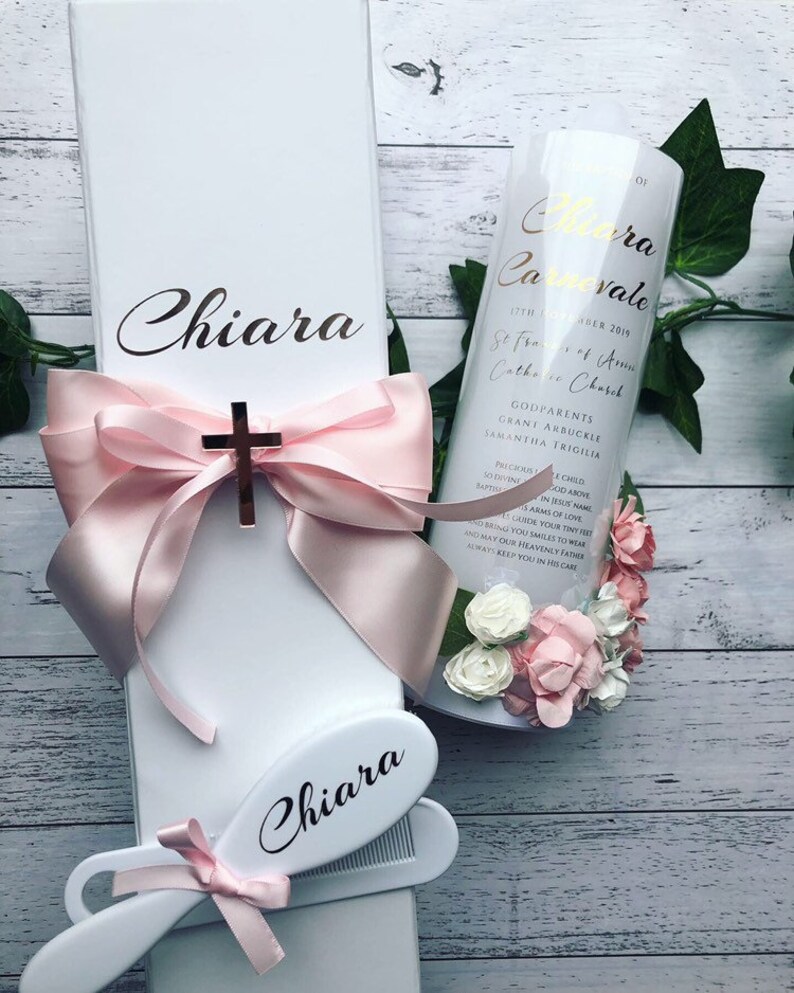 baptism candle Christening Baptism Box /& Comb. including Candle Naming day GIFT PACK..