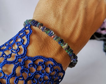 Black Opal Bracelet, October Birthstone, Sterling Silver Jewelry
