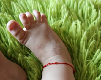Pulsera de protección para recién nacido roja con tres nudos Regalo para bebé Baby shower Cuerda ajustable Amuleto de buena suerte Cordón de nailon 0.8