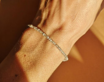 Raw Gray Diamond Bracelet, Sterling Silver, April Birthstone