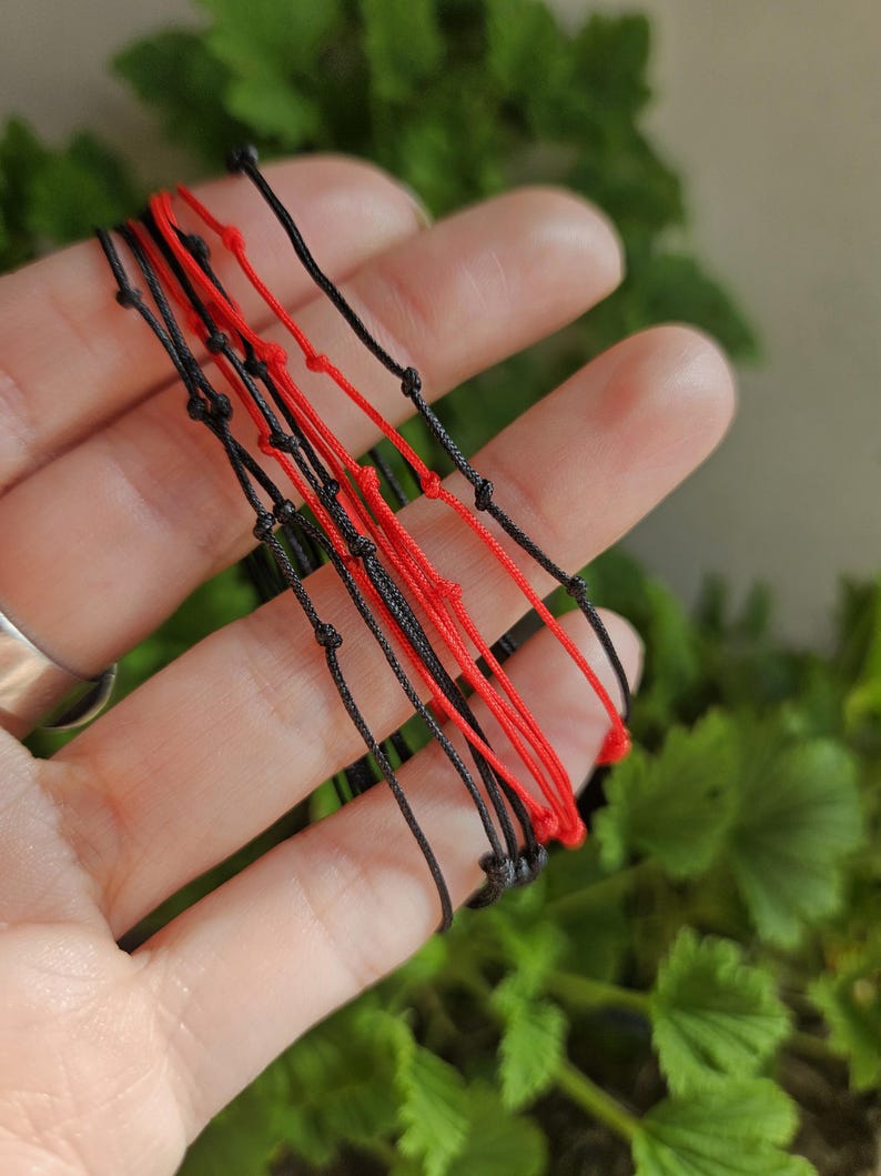 Red String Protection Bracelet: Mother & Newborn, Adjustable Nylon Cord, Baby shower image 11