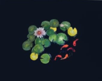 Koi Fish Pond Waterlilies and Lilypads Greeting Card