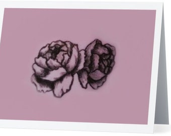 Carte de voeux pivoines (Roses)