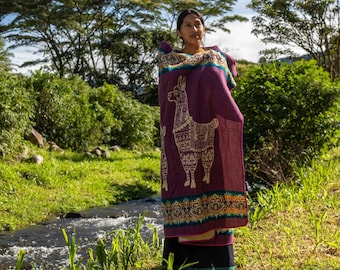 Lanzamiento de manta de lana de alpaca / Dos caras / Hecho a mano en Ecuador / Súper suave y cálido