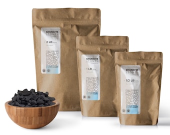 Genuine Shungite Stones from Karelia, Russia – For EMF Protection, Crystal Healing, and Shungite Water Infusion (1 lb, 2 lb)