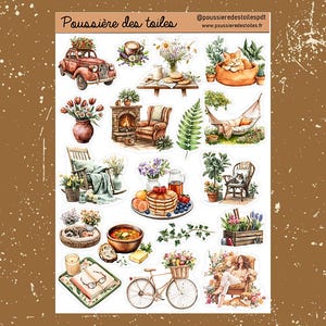Réf 38 Feuille d’autocollants, Stickers, Bullet Journal, Autocollants Planner, Autocollants Scrapbook, Autocollants Journal