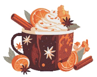 Cross stitch pattern chart: Autumn cup PDF