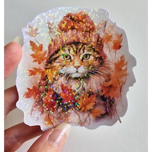 Stickers holographique Mr cat automne