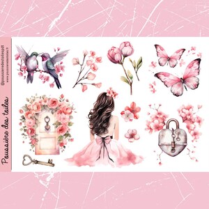 Réf 18 Feuille d’autocollants, Stickers, Bullet Journal, Autocollants Planner, Autocollants Scrapbook, Autocollants Journal