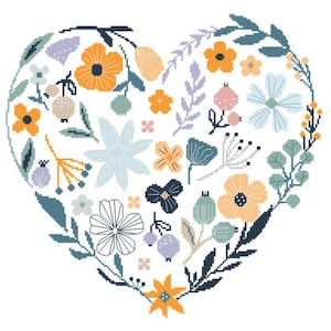 Cross stitch pattern: Flowery heart PDF