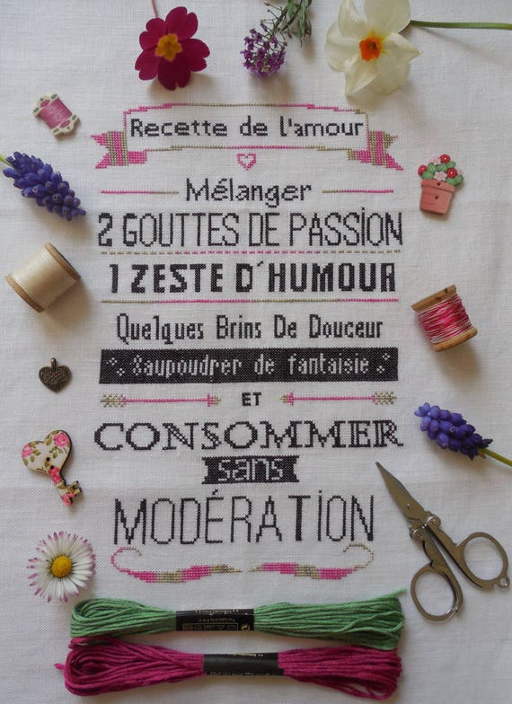 Grille Point De Croix Recette De L Amour Etsy