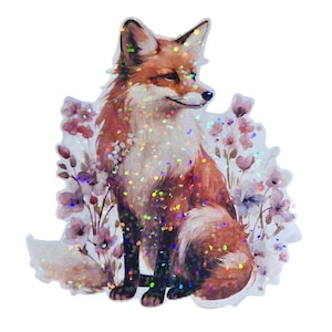 Stickers holographique renard campanules