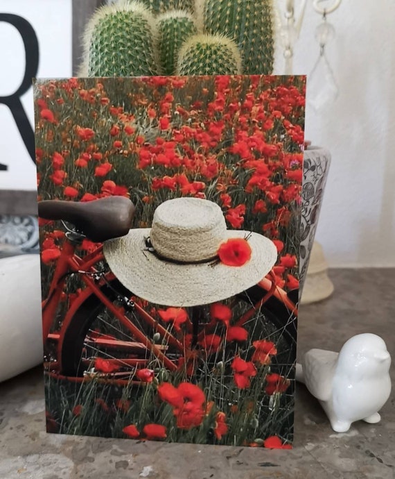 Carte Postale Velo Coquelicot Etsy Carte Postale Velo Coquelicot Etsy