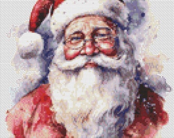 Cross stitch chart: Santa Claus watercolor PDF