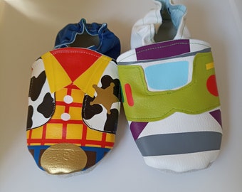 Chaussons en cuir souple "Buzz & Woody"