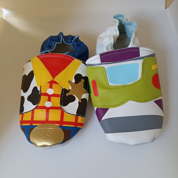 Chaussons en cuir souple "Buzz & Woody"