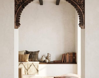 Grand Handcarved Wooden Alhambra Arch Corner (Single Piece) | Scalloped Multifoil Moorish Doorway Trim | Alhambra Designs Ltd (50x50cm)