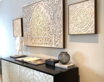 Grand Kufic Archway Carving | Stucco Art with Kufic Calligraphy | 140cm x 100cm | “Allah” & “Bismillah”